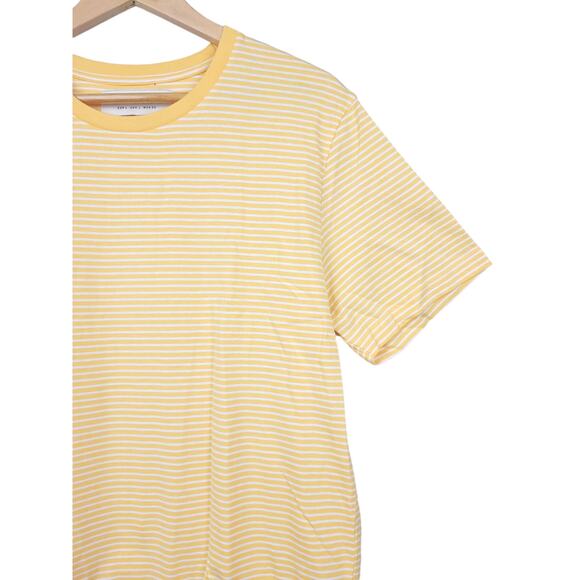 Zipcode Men’s T-Shirt Large Yellow White Striped Short Sleeve Casual Top - Picture 4 of 10
